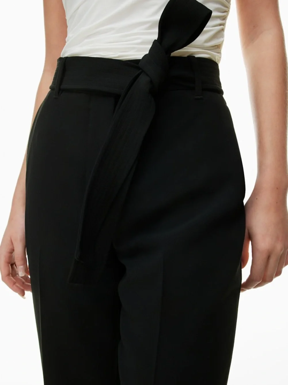 Aritzia Black Tie-Waist Ankle Trousers - Picture 2 of 7